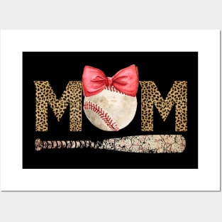 Leopard Mom Baseball Gift Funny Sports Mom Mothers Day Posters and Art